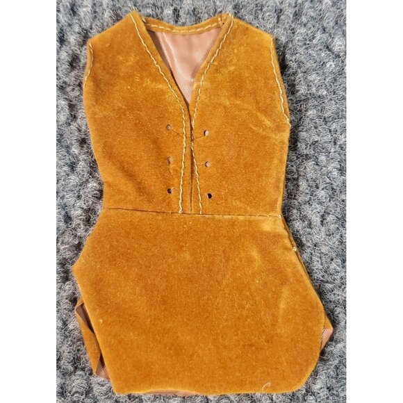 Vtg Barbie Francie Stacey Doll 60s 70s Suede Dress Skirt Brown Mod Sleeveless - Picture 1 of 5